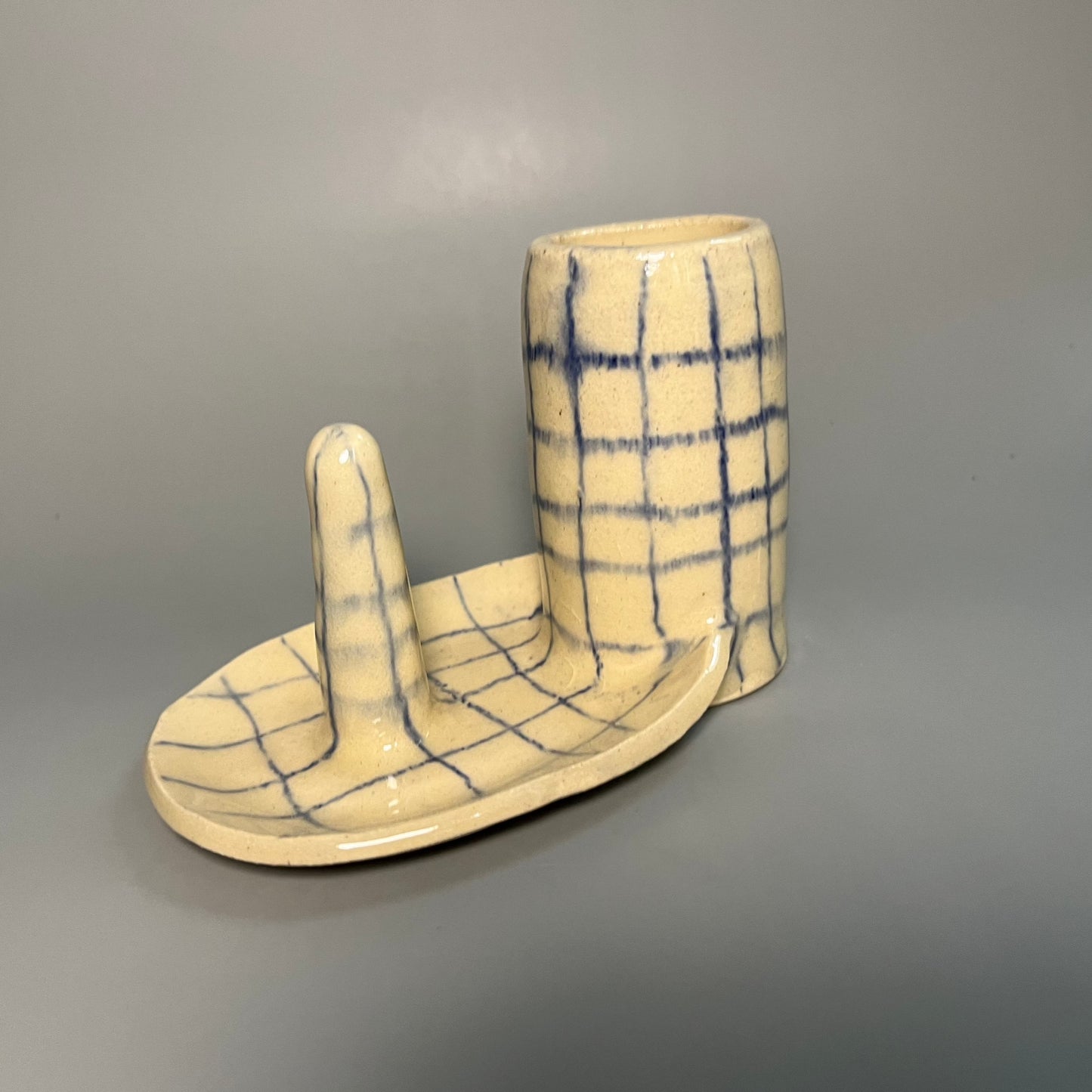 Blue Striped Vase and Ring Holder