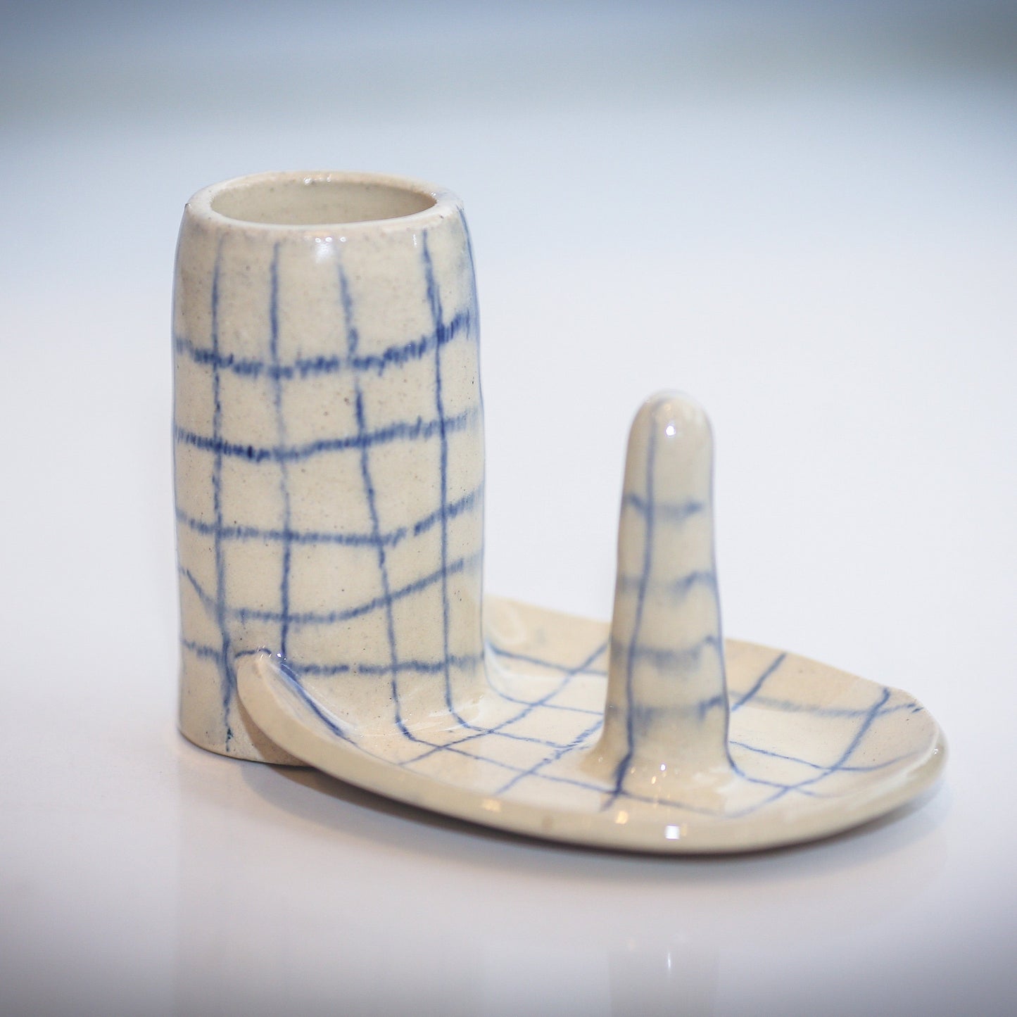 Blue Striped Vase and Ring Holder
