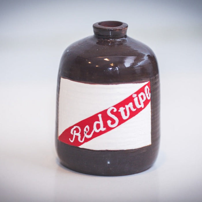 Red Stripe Bottle Vase