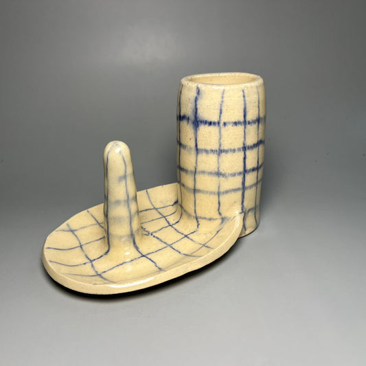 Blue Striped Vase and Ring Holder