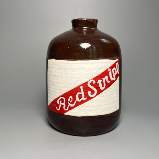Red Stripe Bottle Vase