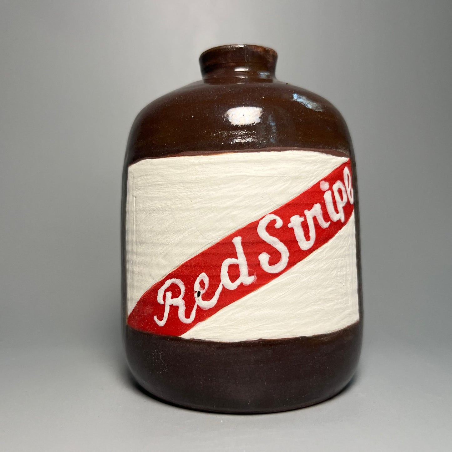 Red Stripe Bottle Vase